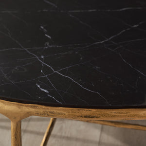 Safavieh Jessa Oval Coffee Table - Black Marble Top With Elegant Brass Finish & Slim Iron Frame Design Brass ,Black Metal ,Black Marble ,Wood Sfv9521f