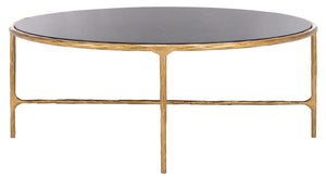 Safavieh Jessa Oval Coffee Table - Black Marble Top With Elegant Brass Finish & Slim Iron Frame Design Brass ,Black Metal ,Black Marble ,Wood Sfv9521f