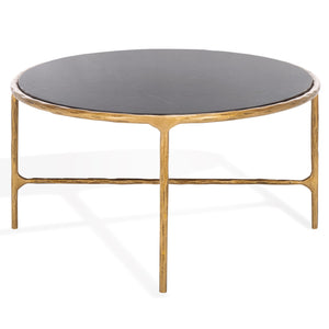 Safavieh Jessa Oval Coffee Table - Black Marble Top With Elegant Brass Finish & Slim Iron Frame Design Brass ,Black Metal ,Black Marble ,Wood Sfv9521f