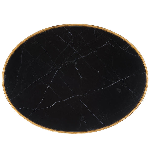 Safavieh Jessa Oval Coffee Table - Black Marble Top With Elegant Brass Finish & Slim Iron Frame Design Brass ,Black Metal ,Black Marble ,Wood Sfv9521f