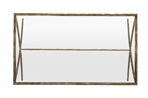 Safavieh DEBBIE Rectangle Coffee Table – Modern Glass Top with Elegant Curved Metal Legs for Stylish Living Spaces Brass SFV9522A