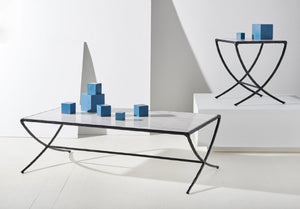 Safavieh DEBBIE Elegant Metal Accent Table with Marble Top – Modern Minimalist Design for Any Space Black / White SFV9523D