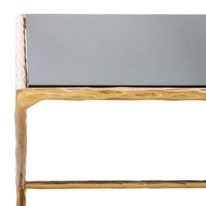 Safavieh Debbie Rectangular Black Marble Coffee Table With Elegant Brass Finish And Curved Metal Legs Brass ,Black Metal ,Black Marble ,Wood Sfv9522f