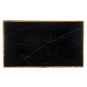 Safavieh Debbie Rectangular Black Marble Coffee Table With Elegant Brass Finish And Curved Metal Legs Brass ,Black Metal ,Black Marble ,Wood Sfv9522f