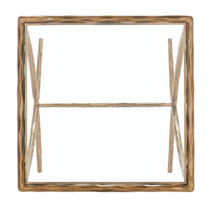 Safavieh DEBBIE Glamorous Square Metal Accent Table with Tempered Glass Top for Modern Home Décor Essentials Brass SFV9523A
