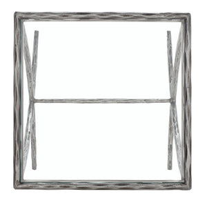 Safavieh DEBBIE Glamorous Square Metal Accent Table with Tempered Glass Top for Modern Home Décor Essentials Silver SFV9523B