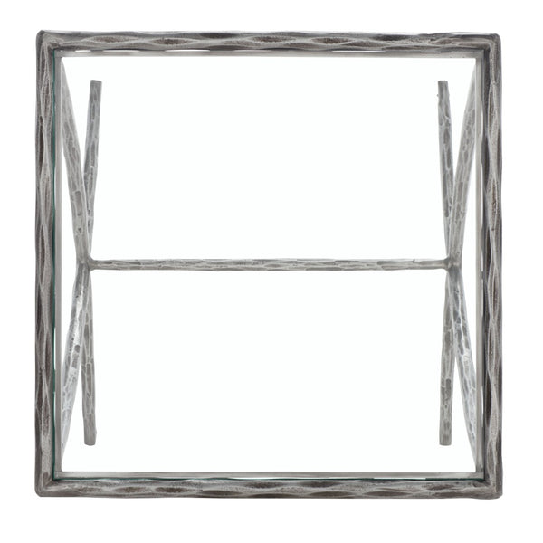 Safavieh DEBBIE Glamorous Square Metal Accent Table with Tempered Glass Top for Modern Home Décor Essentials Silver SFV9523B