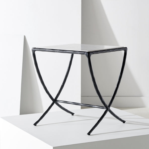 Safavieh Debbie Square Metal Accent Table Black / White SFV9523D