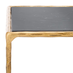 Safavieh Debbie Glam Square Accent Table With Black Marble Top And Elegant Brass Finish For Any Space Brass ,Black Metal ,Black Marble ,Wood Sfv9523f