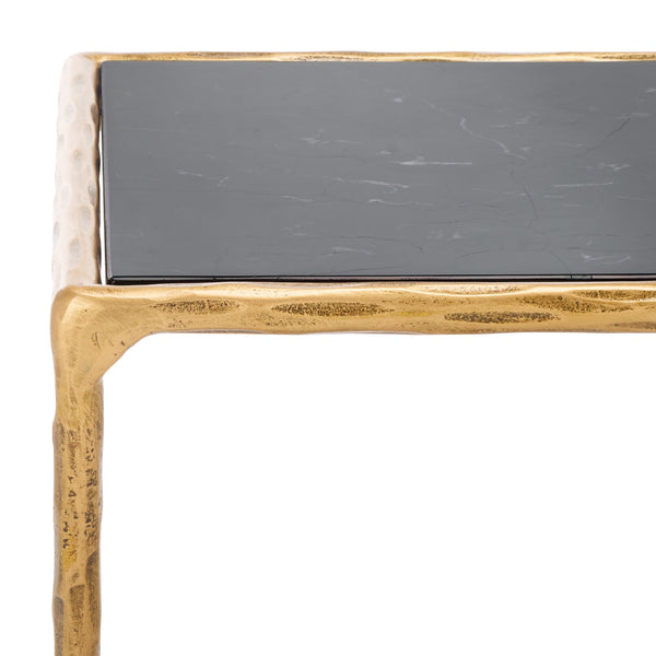 Safavieh Debbie Glam Square Accent Table With Black Marble Top And Elegant Brass Finish For Any Space Brass ,Black Metal ,Black Marble ,Wood Sfv9523f