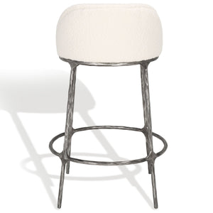 Safavieh Woodsen Boucle Counterstool Ivory / Black Metal / Wood / Foam / Fabric SFV9524A