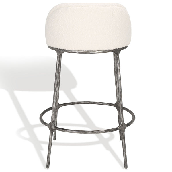 Safavieh Woodsen Boucle Counterstool Ivory / Black Metal / Wood / Foam / Fabric SFV9524A