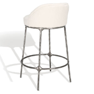 Safavieh Woodsen Boucle Counterstool Ivory / Black Metal / Wood / Foam / Fabric SFV9524A