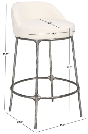 Safavieh Woodsen Boucle Counterstool Ivory / Black Metal / Wood / Foam / Fabric SFV9524A