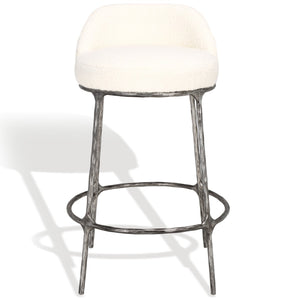 Safavieh Woodsen Boucle Counterstool Ivory / Black Metal / Wood / Foam / Fabric SFV9524A