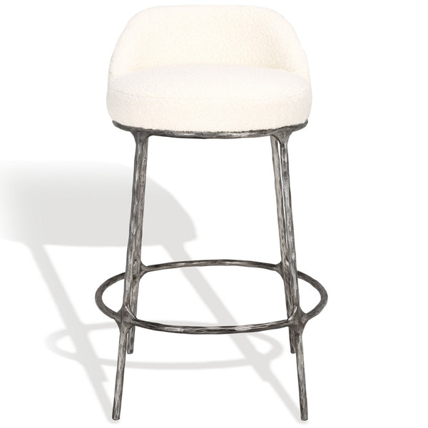 Safavieh Woodsen Boucle Counterstool Ivory / Black Metal / Wood / Foam / Fabric SFV9524A