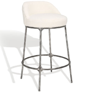 Safavieh Woodsen Boucle Counterstool Ivory / Black Metal / Wood / Foam / Fabric SFV9524A