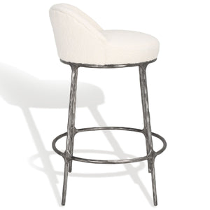 Safavieh Woodsen Boucle Counterstool Ivory / Black Metal / Wood / Foam / Fabric SFV9524A