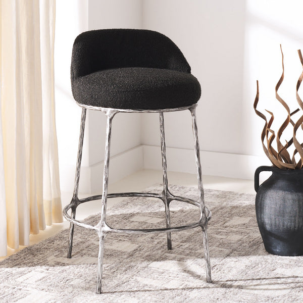 Safavieh Woodsen Boucle Counterstool Black Metal / Wood / Foam / Fabric SFV9524B
