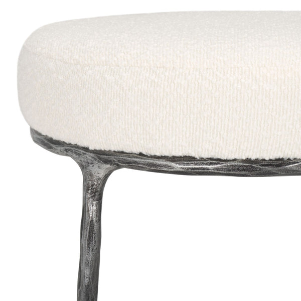 Safavieh TRUMEN Boucle Counter Stool - Plush Comfort & Sleek Metal Base for Modern Dining Elegance Ivory / Black SFV9525A