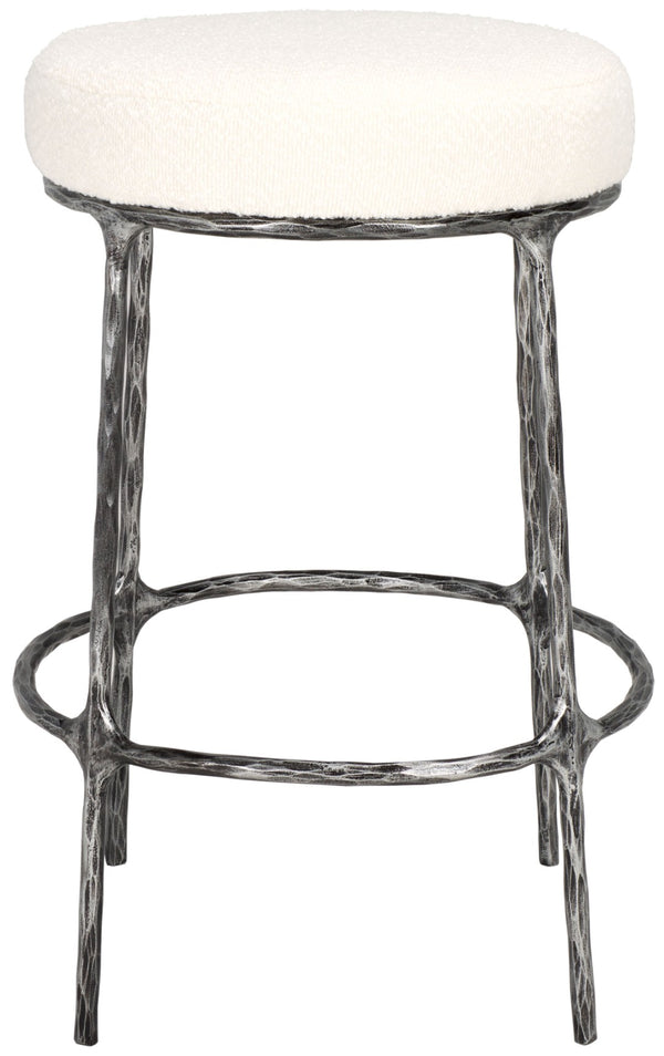 Safavieh TRUMEN Boucle Counter Stool - Plush Comfort & Sleek Metal Base for Modern Dining Elegance Ivory / Black SFV9525A