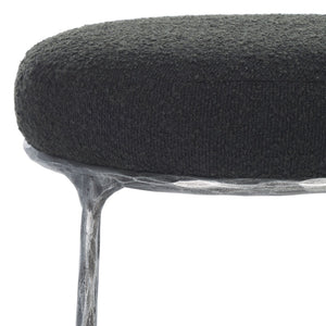 Safavieh TRUMEN Boucle Counter Stool - Plush Comfort & Sleek Metal Base for Modern Dining Elegance Black SFV9525B