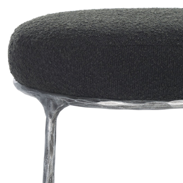 Safavieh TRUMEN Boucle Counter Stool - Plush Comfort & Sleek Metal Base for Modern Dining Elegance Black SFV9525B