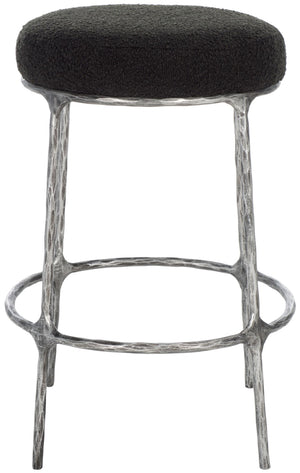 Safavieh TRUMEN Boucle Counter Stool - Plush Comfort & Sleek Metal Base for Modern Dining Elegance Black SFV9525B