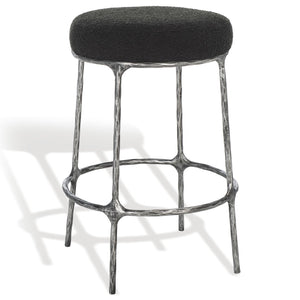 Safavieh TRUMEN Boucle Counter Stool - Plush Comfort & Sleek Metal Base for Modern Dining Elegance Black SFV9525B