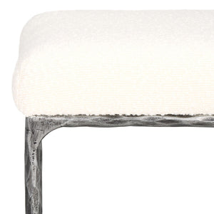 Safavieh MANDY Boucle Ottoman with Sleek Metal Legs - Modern Multiuse Design for Living Spaces and More Ivory / Black SFV9526A
