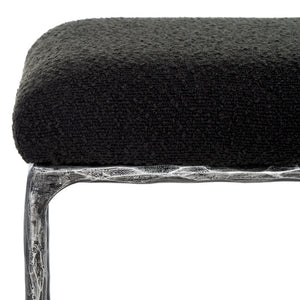 Safavieh MANDY Boucle Ottoman with Sleek Metal Legs - Modern Multiuse Design for Living Spaces and More Black SFV9526B