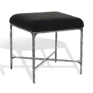 Safavieh MANDY Boucle Ottoman with Sleek Metal Legs - Modern Multiuse Design for Living Spaces and More Black SFV9526B