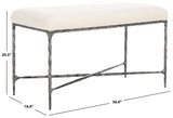 Safavieh Mandy Boucle And Metal Bench Ivory / Black Metal / Wood / Foam / Fabric SFV9527A