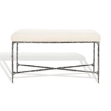 Safavieh Mandy Boucle And Metal Bench Ivory / Black Metal / Wood / Foam / Fabric SFV9527A