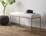 Safavieh Mandy Boucle And Metal Bench Ivory / Black Metal / Wood / Foam / Fabric SFV9527A