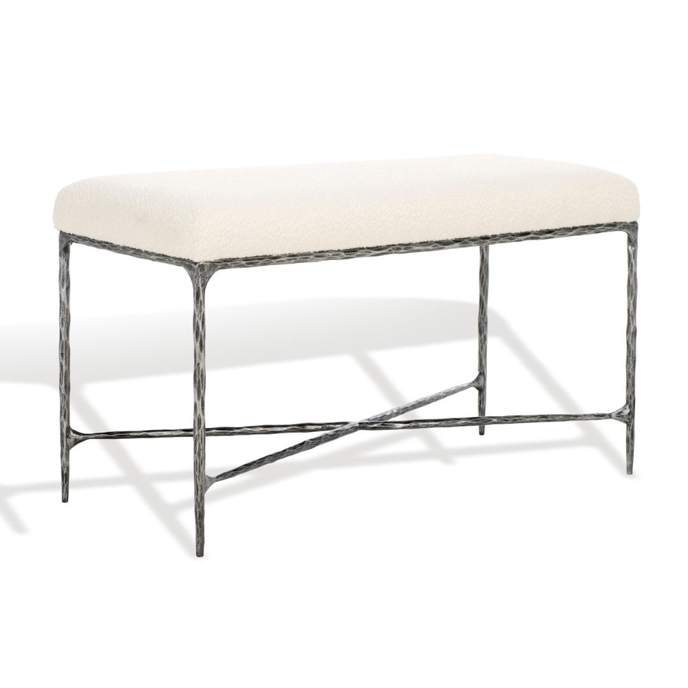 Safavieh MANDY Ivory Boucle Bench with Black Metal Legs – Stylish, Versatile Seating for Modern Spaces SFV9527A