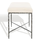 Safavieh Mandy Boucle And Metal Bench Ivory / Black Metal / Wood / Foam / Fabric SFV9527A