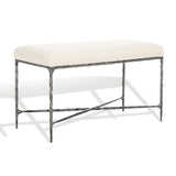 Safavieh Mandy Boucle And Metal Bench Ivory / Black Metal / Wood / Foam / Fabric SFV9527A