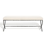 Safavieh Janeen Boucle And Metal Bench Ivory / Black Metal / Wood / Foam / Fabric SFV9528A