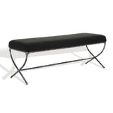 Safavieh Janeen Boucle And Metal Bench Black Metal / Wood / Foam / Fabric SFV9528B