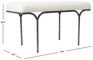 Safavieh Marvin Boucle 36" Bench Black / Ivory 36 IN W x 16 IN D x 20 IN H