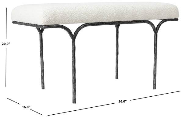 Safavieh Marvin Boucle 36" Bench Black / Ivory 36 IN W x 16 IN D x 20 IN H