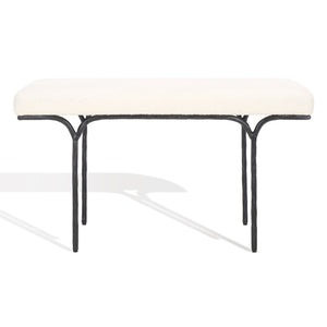 Safavieh MARVIN 36" Chic Ivory Boucle Bench with Black Metal Base - Modern Entryway, Bedroom, or Dining Accent SFV9529B