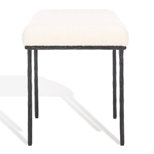 Safavieh MARVIN 36" Chic Ivory Boucle Bench with Black Metal Base - Modern Entryway, Bedroom, or Dining Accent SFV9529B