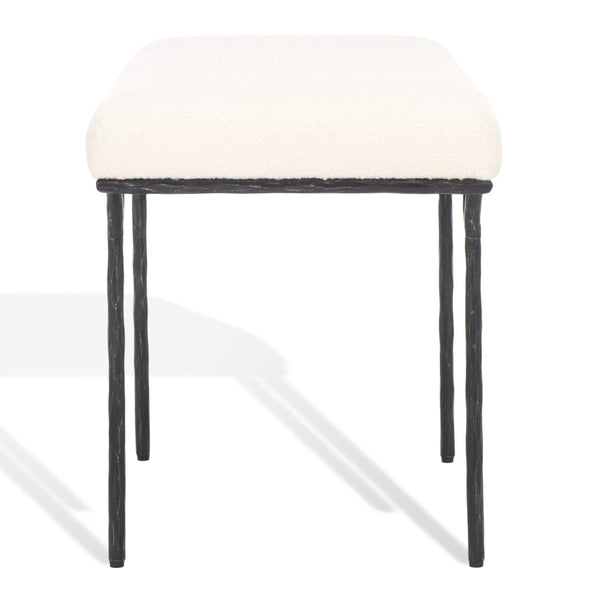 Safavieh MARVIN 36" Chic Ivory Boucle Bench with Black Metal Base - Modern Entryway, Bedroom, or Dining Accent SFV9529B
