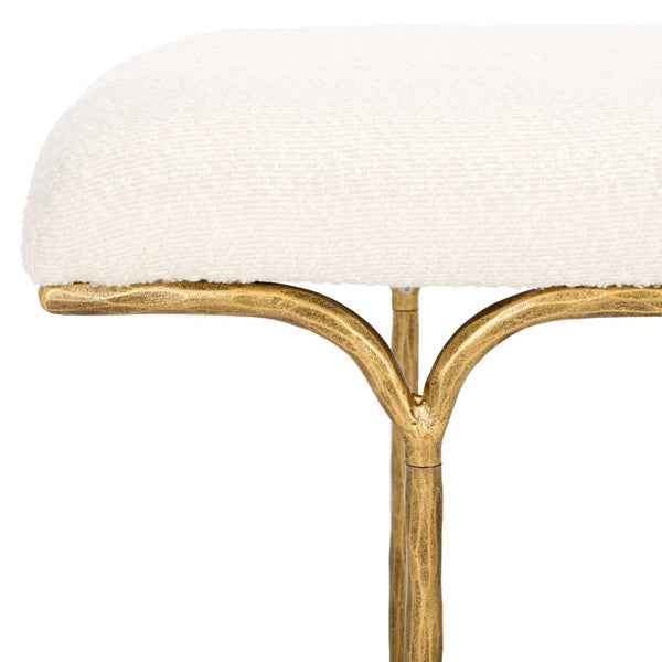 Safavieh MARVIN 48" Modern Boucle Bench - Elegant Seating for Entryways and Living Rooms, Chic Design Ivory / Brass SFV9530A