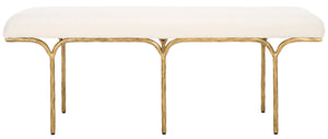 Safavieh MARVIN 48" Modern Boucle Bench - Elegant Seating for Entryways and Living Rooms, Chic Design Ivory / Brass SFV9530A