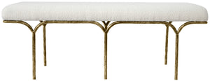 Safavieh Marvin Boucle 48" Bench Brass / Ivory 48 IN W x 16 IN D x 18 IN H