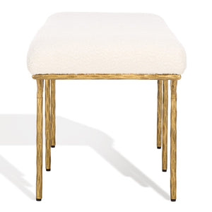 Safavieh MARVIN 48" Modern Boucle Bench - Elegant Seating for Entryways and Living Rooms, Chic Design Ivory / Brass SFV9530A