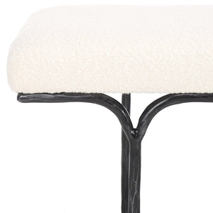 Safavieh MARVIN 48" Modern Boucle Bench - Elegant Seating for Entryways and Living Rooms, Chic Design Ivory / Black SFV9530B